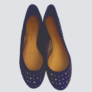 Jessica Simpson Mikia Sapphire Studded Microsuede Flats